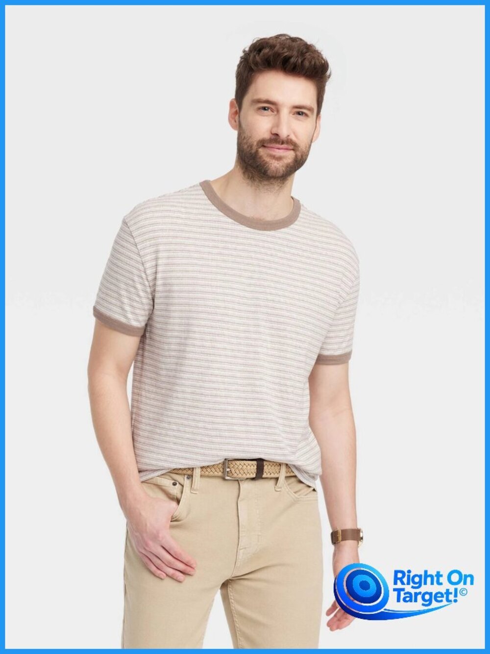 XXL Tall - Mens Striped Short Sleeve T-Shirt - Goodfellow Co - Brown - Picture 4 of 7